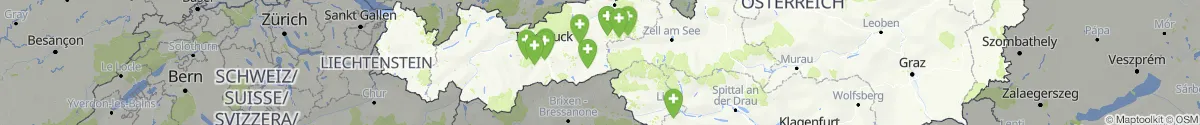 Kartenansicht für Apotheken-Notdienste in Tirol